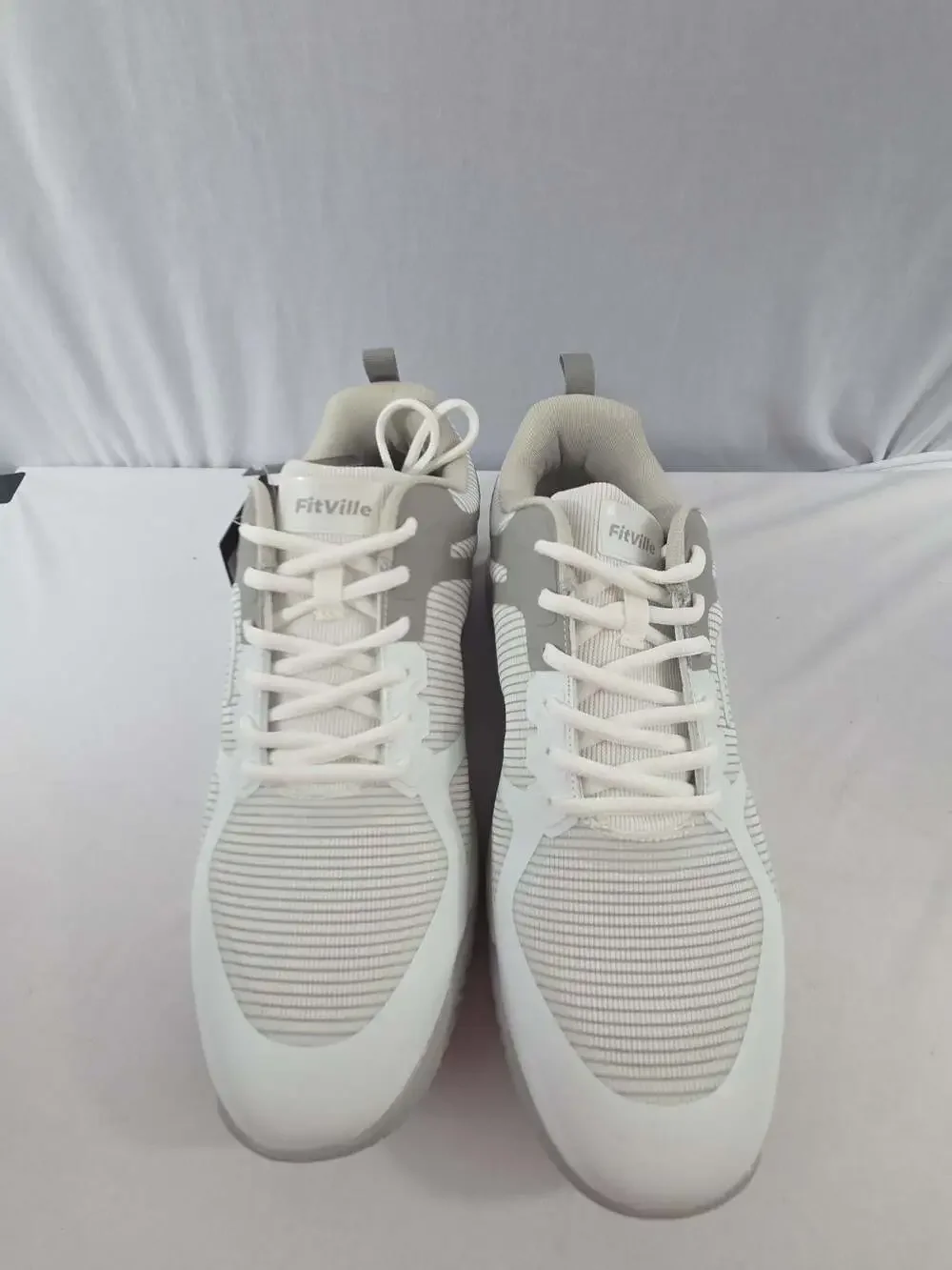 FitVille Men's Amadeus Court Tennis Shoes in White and Grey